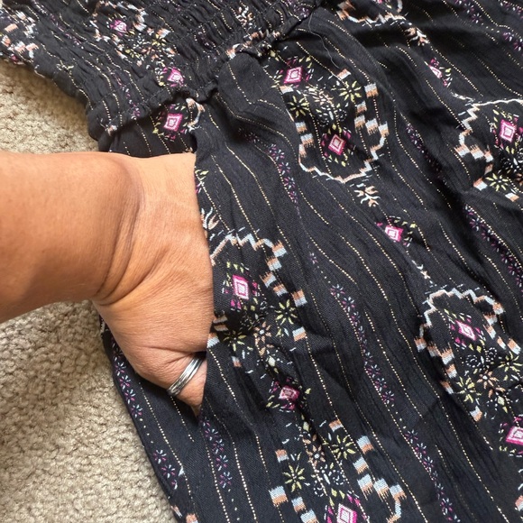 Threedots Boho Style Black Floral Print Women Shorts Elastic Size S - Picture 6 of 9